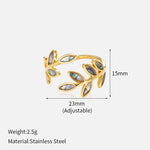 Titanium Steel Leaf Open End Ring for Girls（40% discount from 2 pieces）