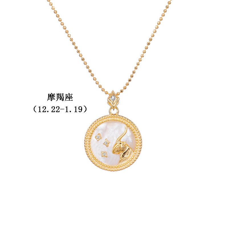 Fashion twelve constellation necklace copper-plated real gold small gift (40% discount from 2 pieces)