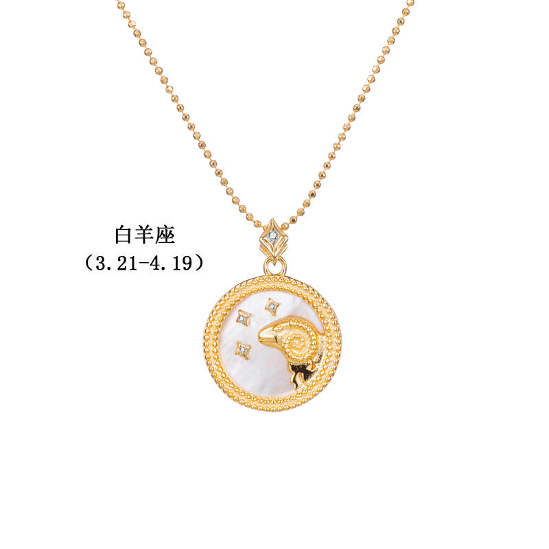 Fashion twelve constellation necklace copper-plated real gold small gift (40% discount from 2 pieces)