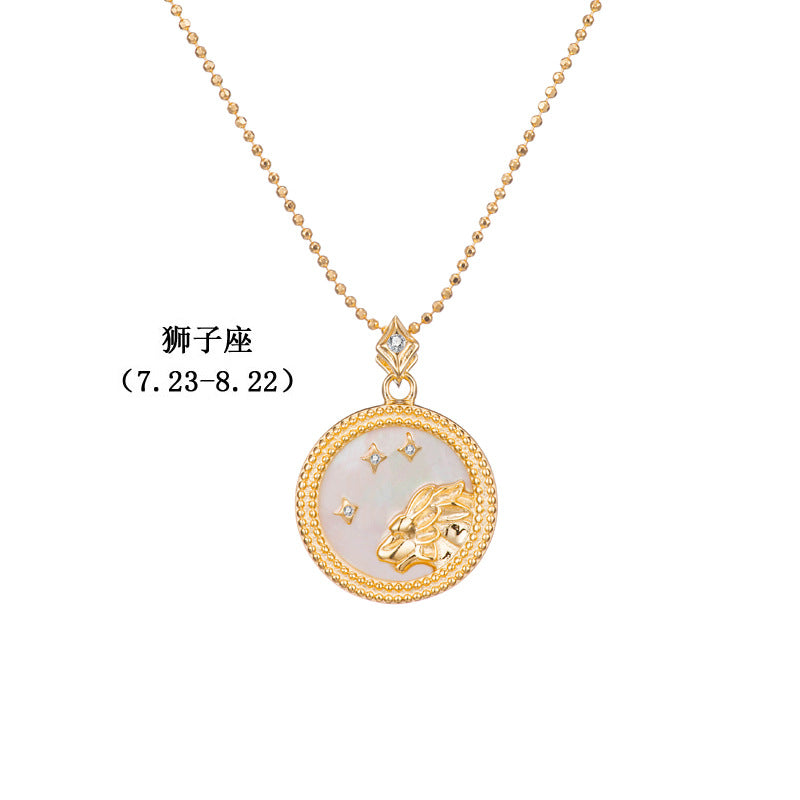 Fashion twelve constellation necklace copper-plated real gold small gift (40% discount from 2 pieces)