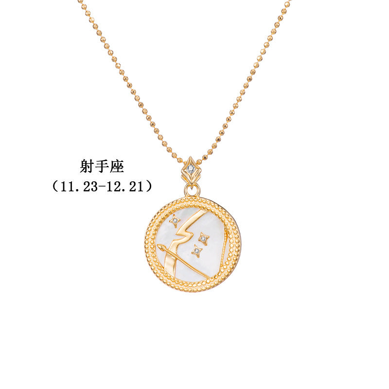 Fashion twelve constellation necklace copper-plated real gold small gift (40% discount from 2 pieces)