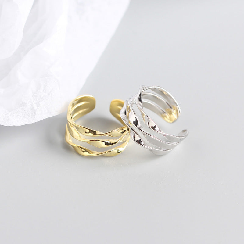 S925 Sterling Silver Triple Line Twist Open Ring(40% Off 2 Pieces)