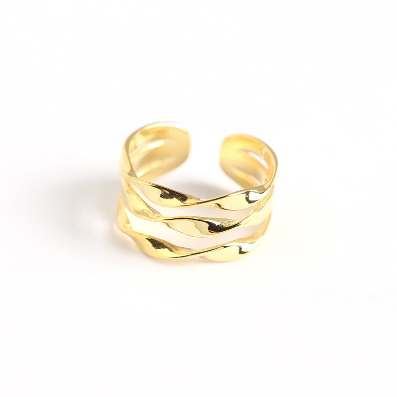 S925 Sterling Silver Triple Line Twist Open Ring(40% Off 2 Pieces)