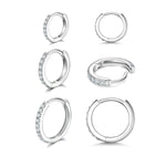 925 Silver Pin Zirconia Earrings 3 Pairs 8/10/12mm (40% off 2 sets)