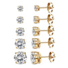 925 Sterling Silver Pin Women's 14K Gold Plated Earrings Set (5 Pairs)