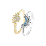 Diamond-set sun and moon couple ring opening (40% discount for full 2 pieces)