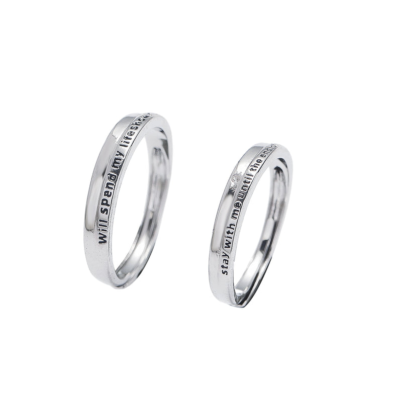 Personalized couple ring white gold size adjustable (40% off 2 pieces)