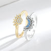 Diamond-set sun and moon couple ring opening (40% discount for full 2 pieces)