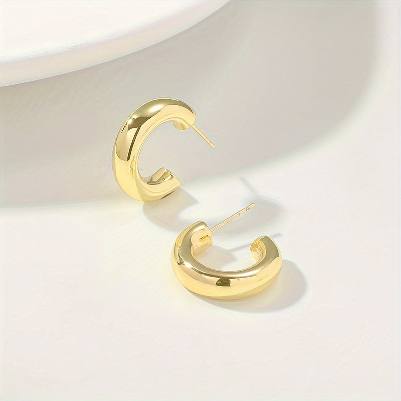 C-shaped hollow large earring studs are not easy to allergy（40% off on 2 pieces）