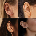 925 Sterling Silver Pin Women's 14K Gold Plated Earrings Set (5 Pairs)