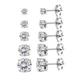 925 Sterling Silver Pin Women's 14K Gold Plated Earrings Set (5 Pairs)