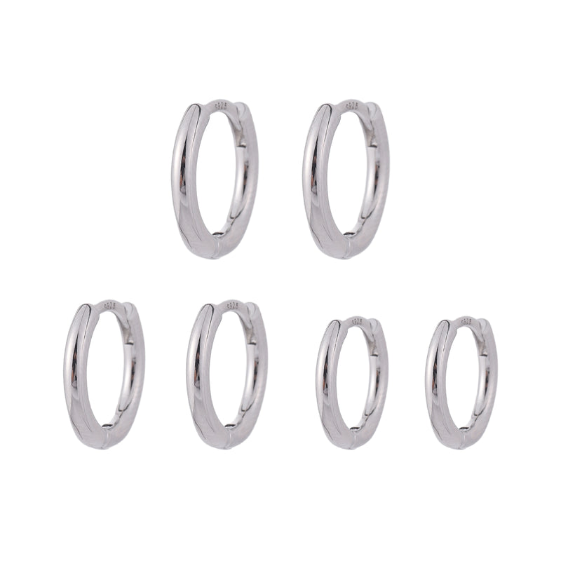 925 Silver Post Earrings 3 Pairs（40% discount from 2 sets）