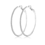 Women's White Gold Large Hoop Earrings with Diamonds Set of 5 Pairs（40% discount from 2 sets）