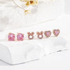 Pink Gemstone Stud Earrings Set of 3（40% discount from 2 sets）