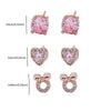 Pink Gemstone Stud Earrings Set of 3（40% discount from 2 sets）