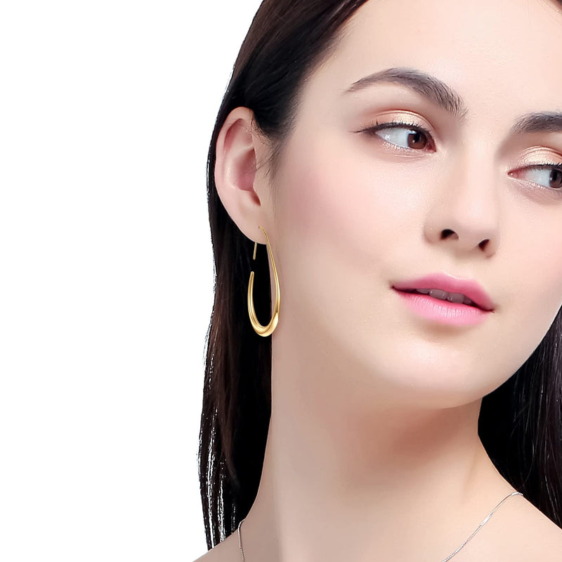 Gold Oval Glossy Hook Earrings (40% off from 2 pieces)