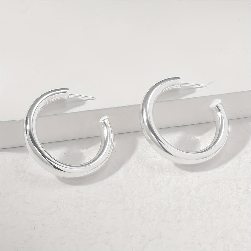 C-shaped hollow large earring studs are not easy to allergy（40% off on 2 pieces）