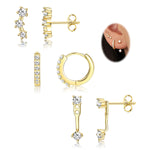 925 Silver Pin Zirconia Stud Earrings Set (40% off 2 pieces)