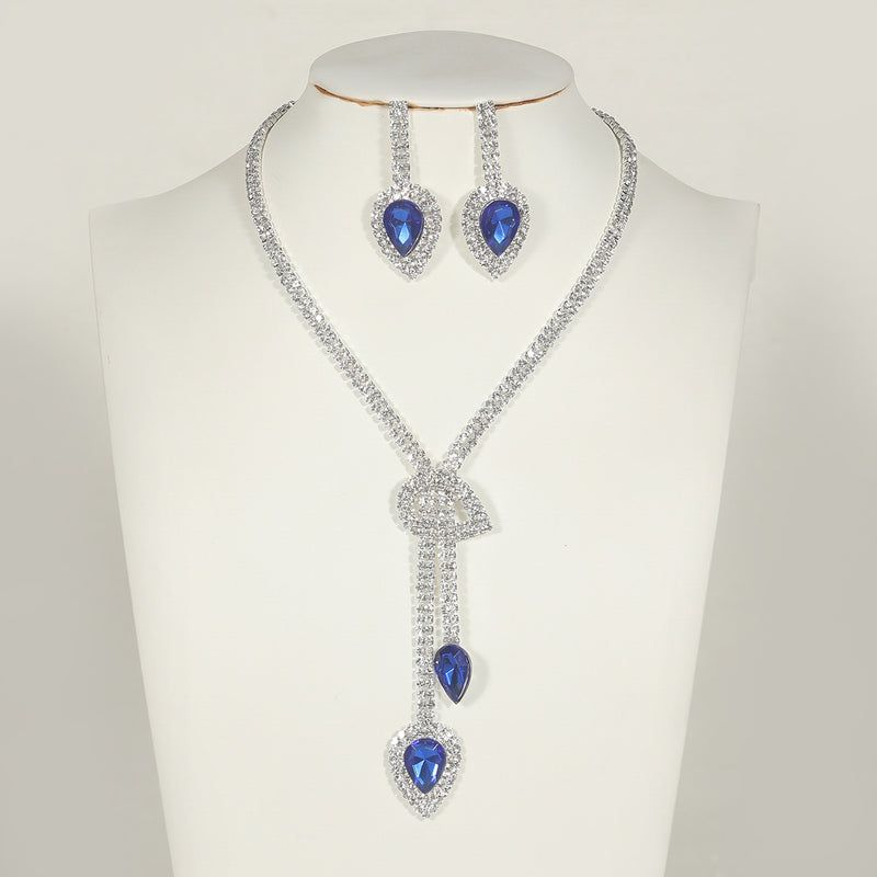 Sapphire Pendant Necklace Earrings Set（40% discount from 2 sets）