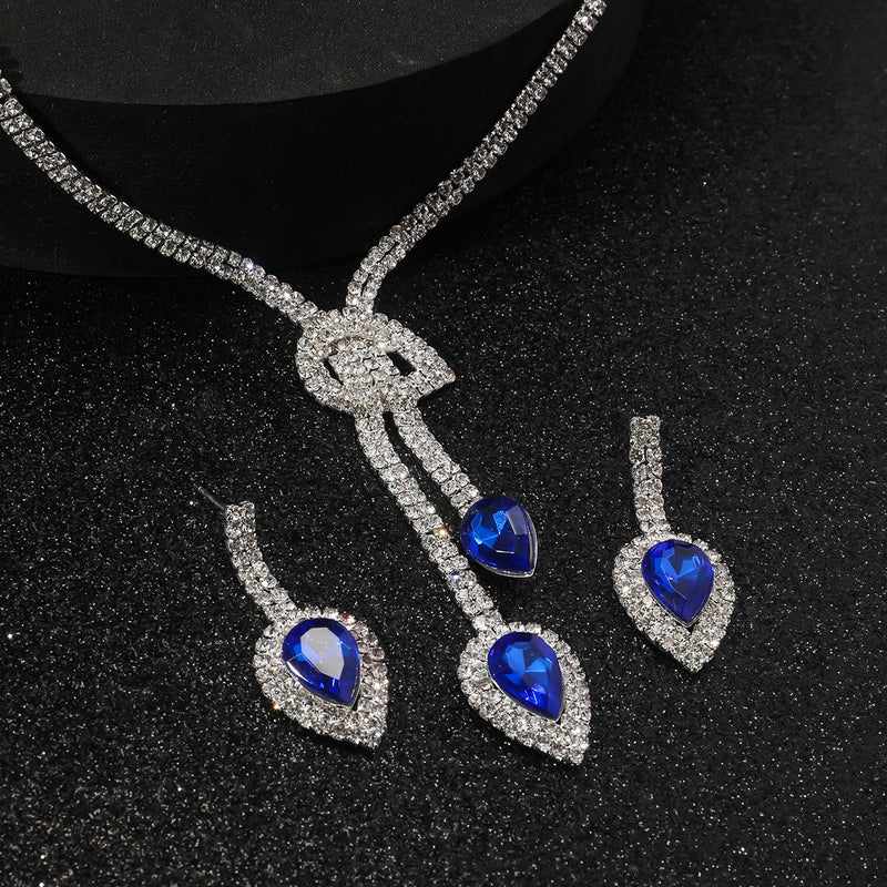 Sapphire Pendant Necklace Earrings Set（40% discount from 2 sets）