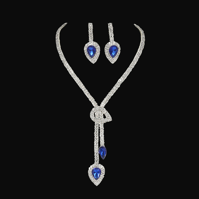 Sapphire Pendant Necklace Earrings Set（40% discount from 2 sets）