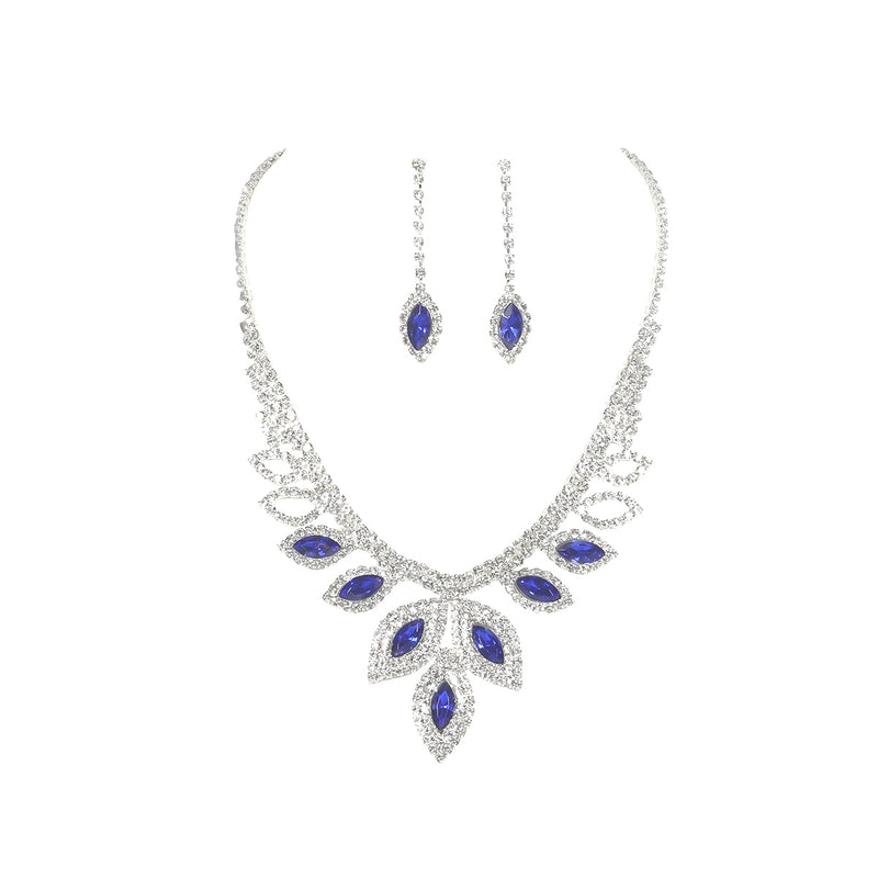 Sapphire necklace and earring jewelry set（40% discount from 2 sets）