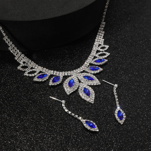 Sapphire necklace and earring jewelry set（40% discount from 2 sets）