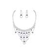 Women's Blue and White Gemstone Necklace and Earrings Jewelry Set（40% discount from 2 sets）