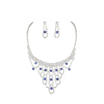 Women's Blue and White Gemstone Necklace and Earrings Jewelry Set（40% discount from 2 sets）