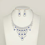 Women's Blue and White Gemstone Necklace and Earrings Jewelry Set（40% discount from 2 sets）