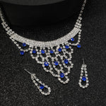 Women's Blue and White Gemstone Necklace and Earrings Jewelry Set（40% discount from 2 sets）