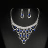 Women's Blue and White Gemstone Necklace and Earrings Jewelry Set（40% discount from 2 sets）