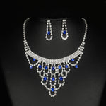 Women's Blue and White Gemstone Necklace and Earrings Jewelry Set（40% discount from 2 sets）