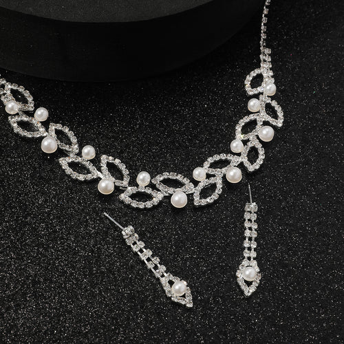 Women's Pearl and Gemstone Necklace and Earrings Jewelry Set（40% discount from 2 sets）