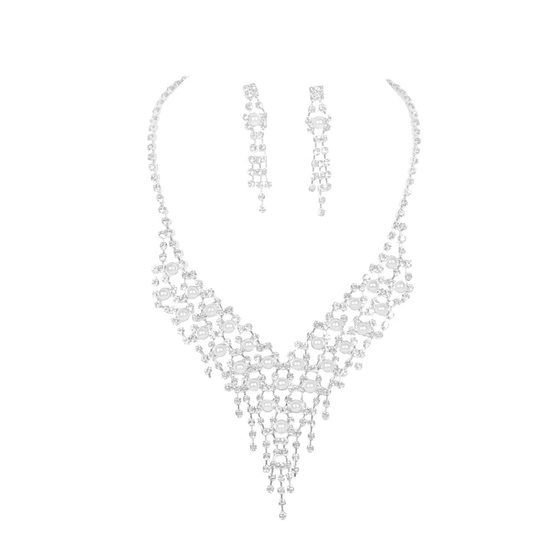 Pearl necklace and earrings jewelry set（40% discount from 2 sets）