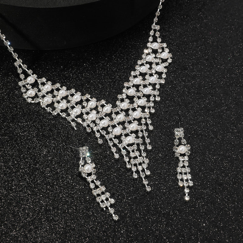 Pearl necklace and earrings jewelry set（40% discount from 2 sets）