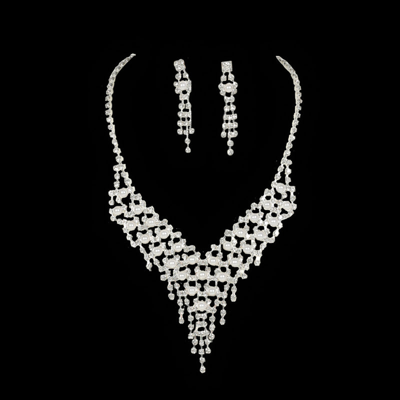 Pearl necklace and earrings jewelry set（40% discount from 2 sets）