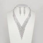 Women's Silver Gemstone Long Tassel Necklace and Earrings Set（40% discount from 2 sets）