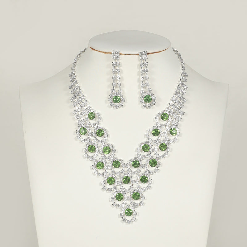 Greenstone Necklace and Earrings Jewelry Set（40% discount from 2 sets）