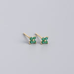 S925 sterling silver four-leaf flower colored flower stud earrings(40% Off 2 Pieces)