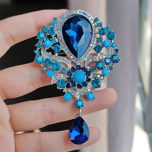 Alloy Rhinestone Pin Colored Pendant Crystal Brooch(40% discount from 2 pieces)