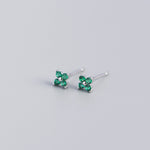 S925 sterling silver four-leaf flower colored flower stud earrings(40% Off 2 Pieces)