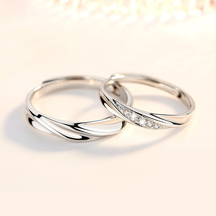 S925 Sterling Silver White Gold Couple's Ring (40% Off 2 Pieces)