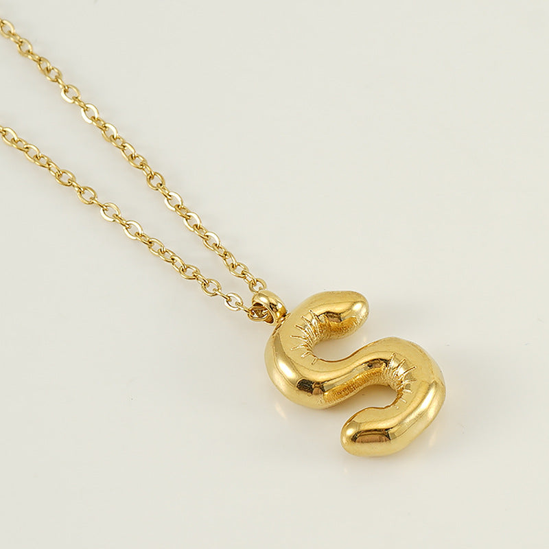 Stainless Steel Vapor Bubble Hip Hop Letter Pendant Necklace（Two for 40% off）