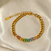 Women's Stainless Steel Chain Colorful Zirconia Bracelet（40% discount from 2 pieces）