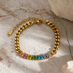 Women's Stainless Steel Chain Colorful Zirconia Bracelet（40% discount from 2 pieces）