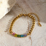 Women's Stainless Steel Chain Colorful Zirconia Bracelet（40% discount from 2 pieces）