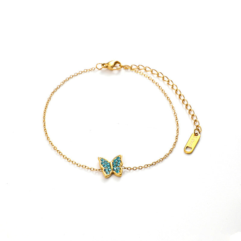 Blue Zirconia Butterfly Charm Bracelet（40% discount from 2 pieces）