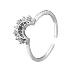 Diamond-set sun and moon couple ring opening (40% discount for full 2 pieces)