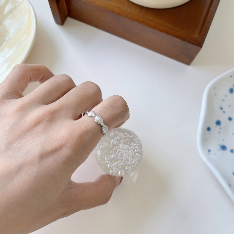 Small Shell Sterling Silver Split Ring（Two for 40% off）